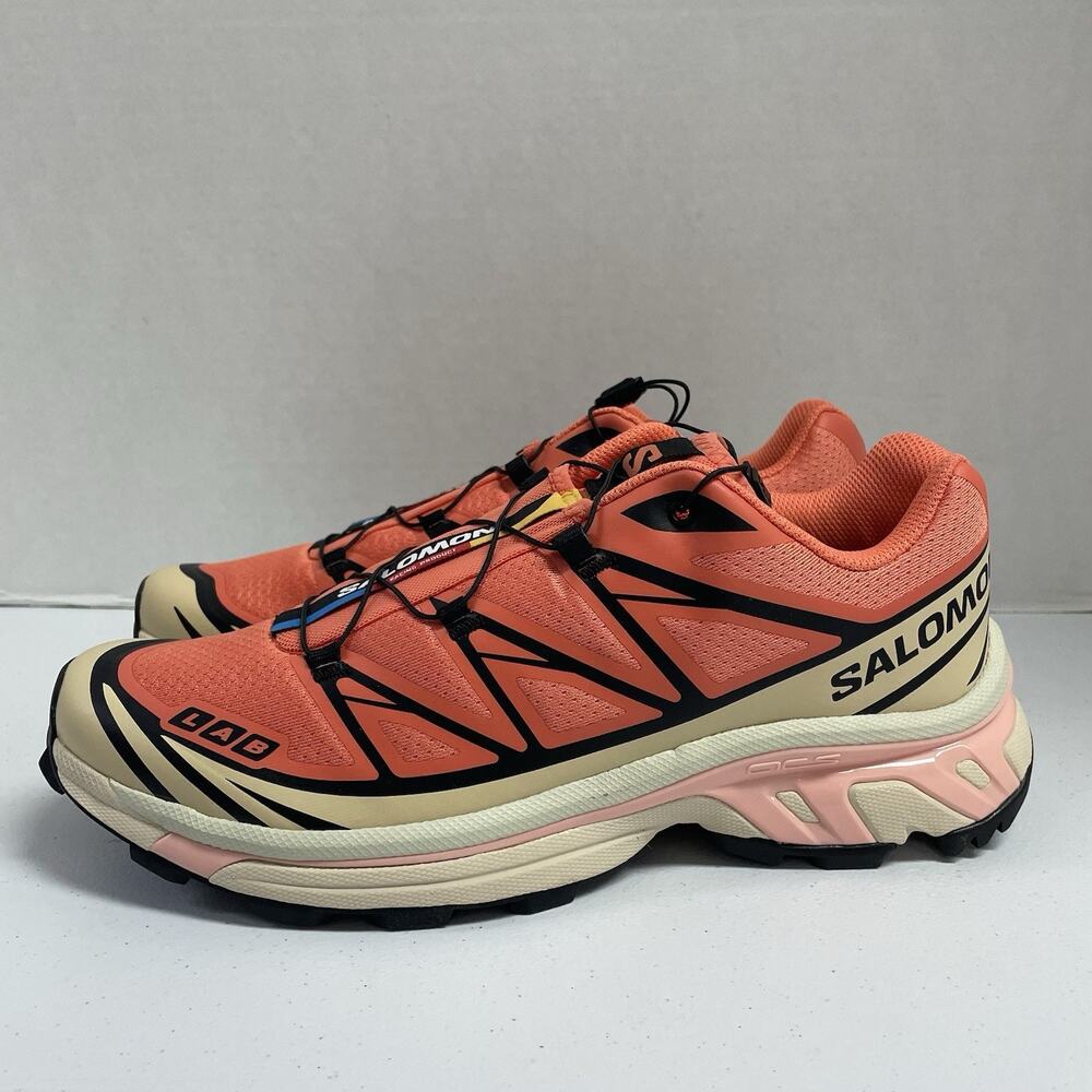 Salomon XT-6 Living Coral L47445000 Size 9 Trail Running Hiking Red Pink Low Top
